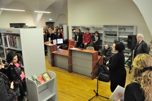 Skaityklos atidarymo proga netrūko nuoširdžių sveikinimų. V. Naujiko nuotr.