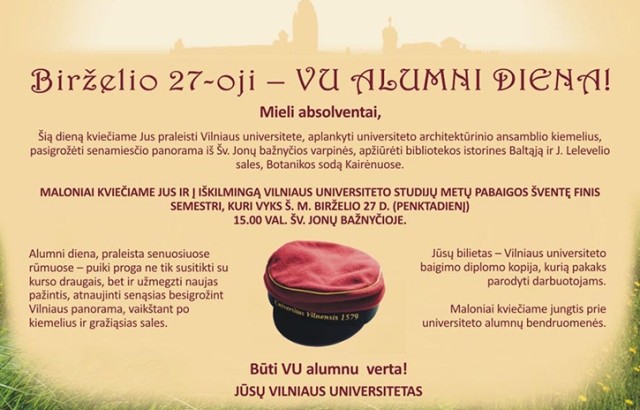 Kvietimas į VU alumni dieną 2014 m.